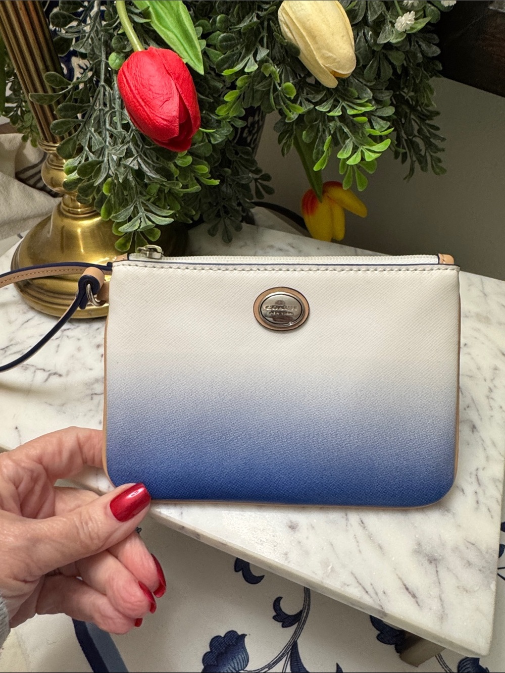 Coach Kristy Pebbled Leather Shoulder Bag with Gold Hardware & Ombre Coach Pouch - Picture 15 of 16